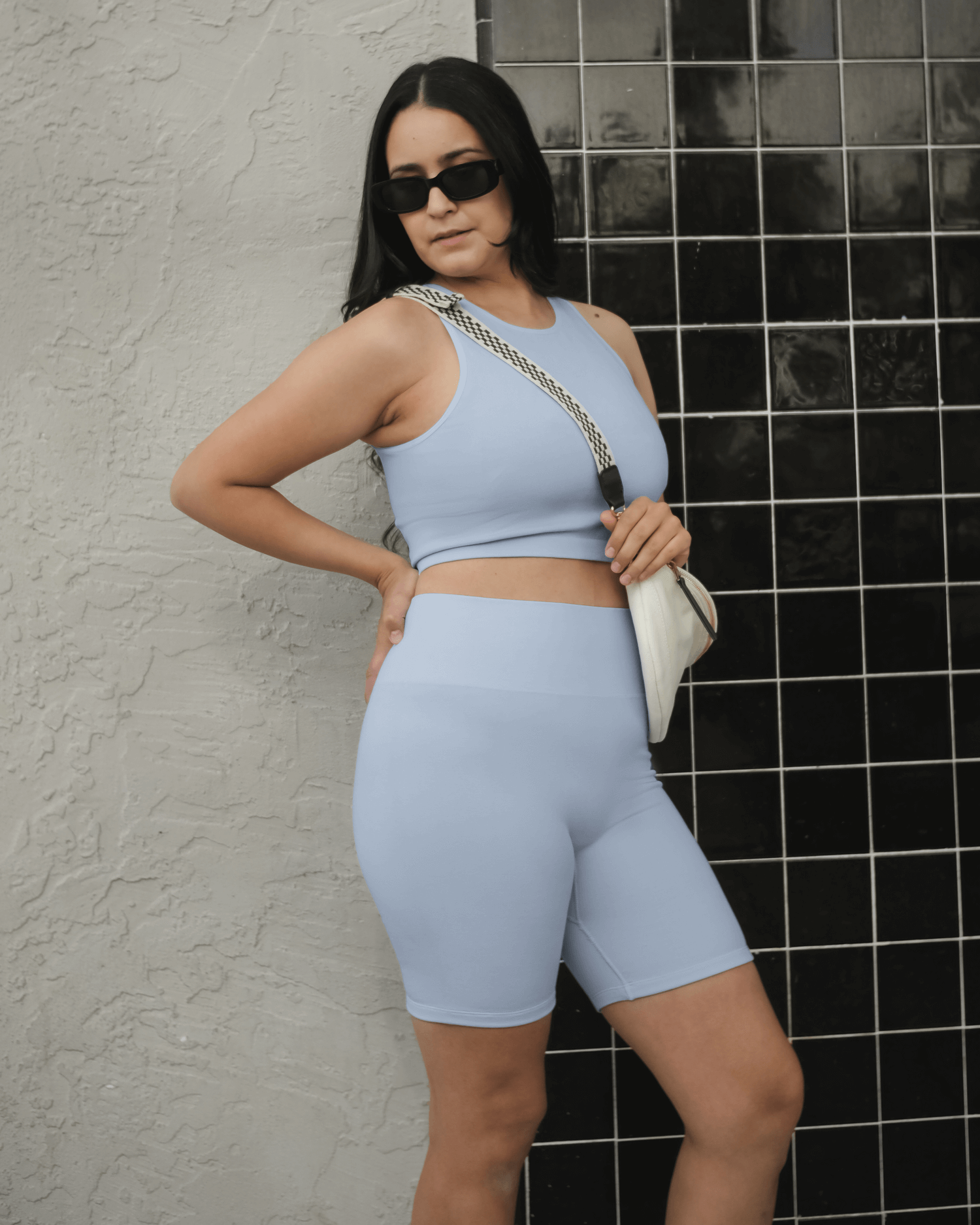 Sublime® Bamboo Hands-Free Pumping Longline Bra Top | French Blue | Milk & Baby