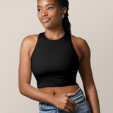 Sublime® Bamboo Hands-Free Pumping Longline Bra Top | Black