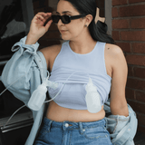 Sublime® Bamboo Hands-Free Pumping Longline Bra Top | French Blue | Milk & Baby