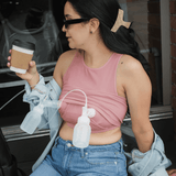 Sublime® Bamboo Hands-Free Pumping Longline Bra Top | Light Mauve | Milk & Baby