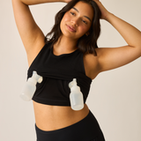 Sublime® Bamboo Hands-Free Pumping Longline Bra Top | Black