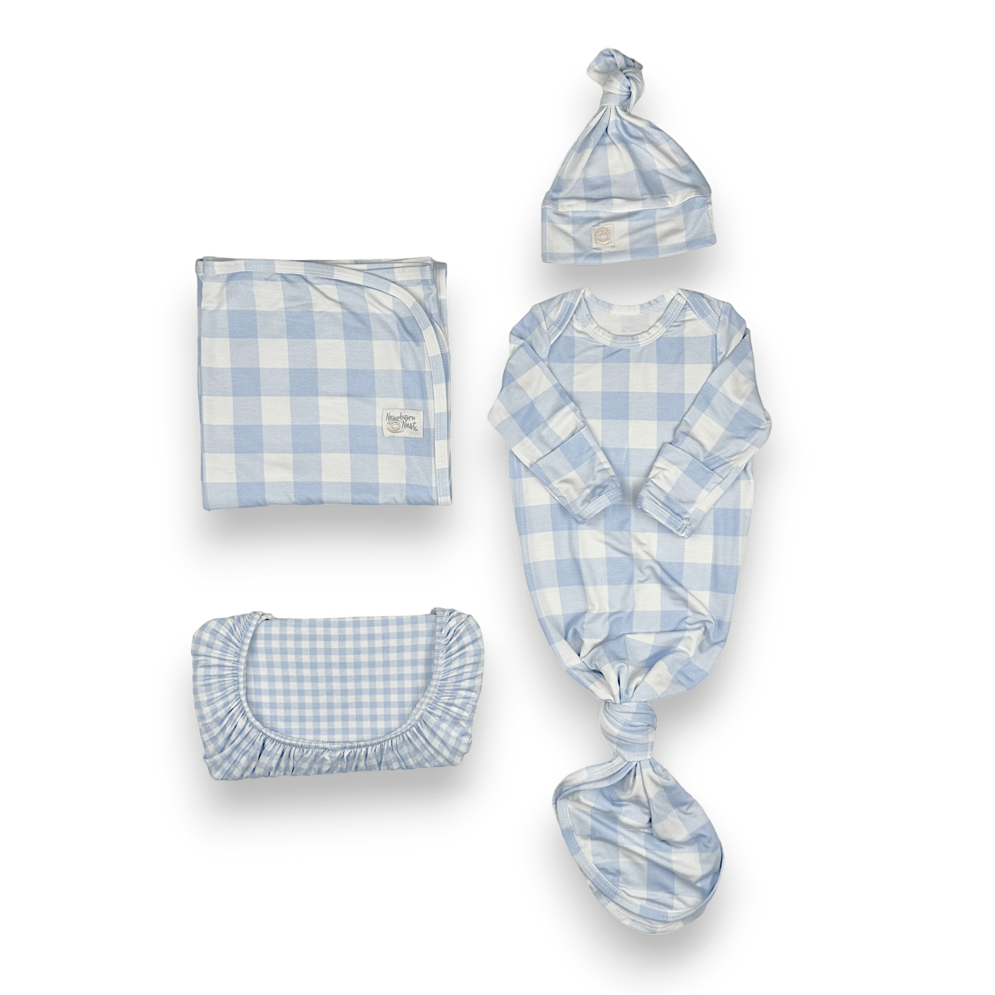 Sunday Picnic, Dusty Blue - Bamboo Newborn Nest | Milk & Baby