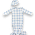 Sunday Picnic, Dusty Blue Knotted Gown Set | Milk & Baby