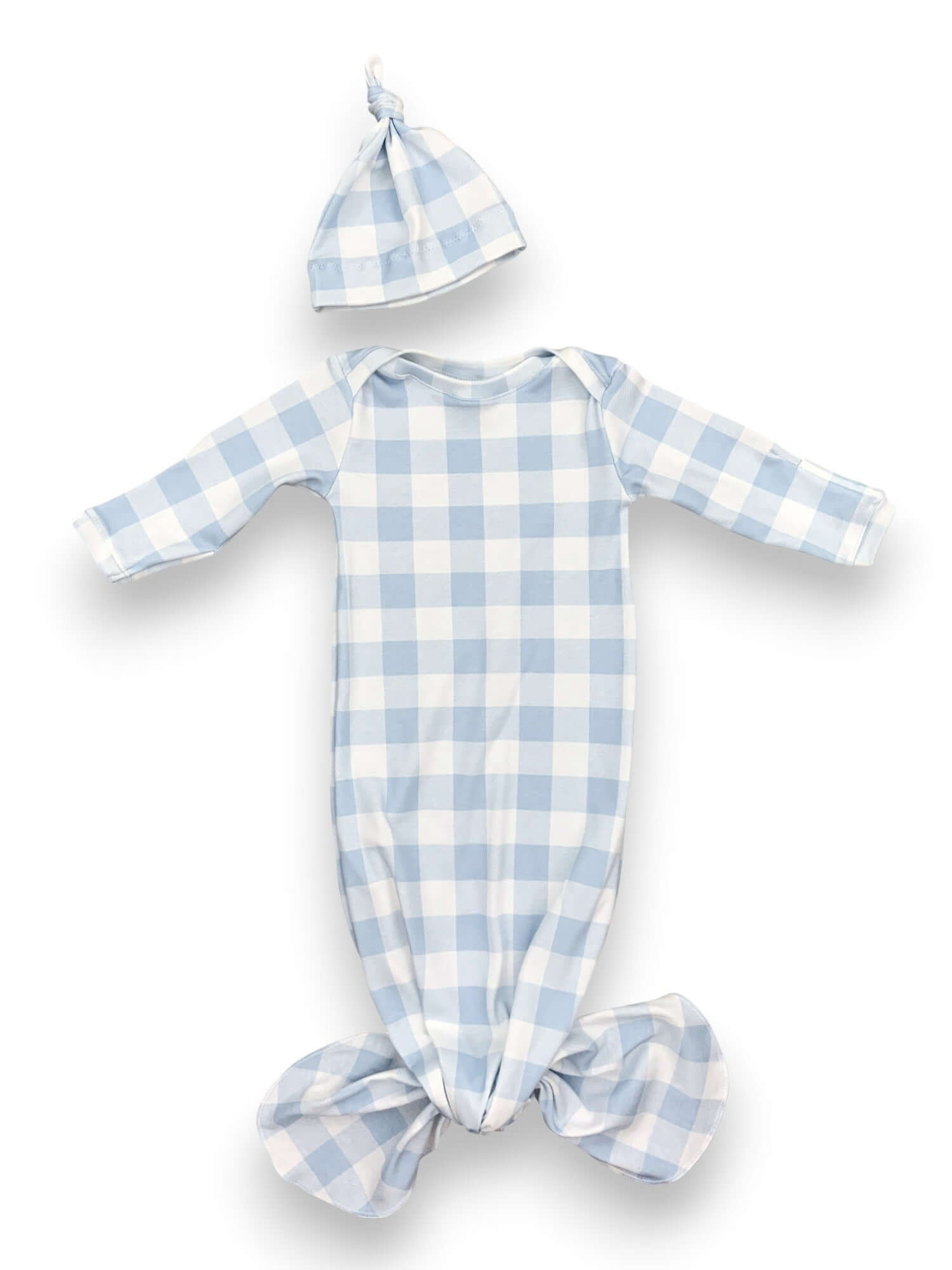 Sunday Picnic, Dusty Blue Knotted Gown Set | Milk & Baby