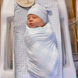 Sunday Picnic, Dusty Blue - Bamboo Newborn Nest | Milk & Baby