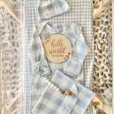 Sunday Picnic, Dusty Blue - Bamboo Newborn Nest | Milk & Baby