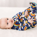 Here Comes the Sunshine (Blue) | Bamboo Footie Onesie Sleeper | Milk & Baby