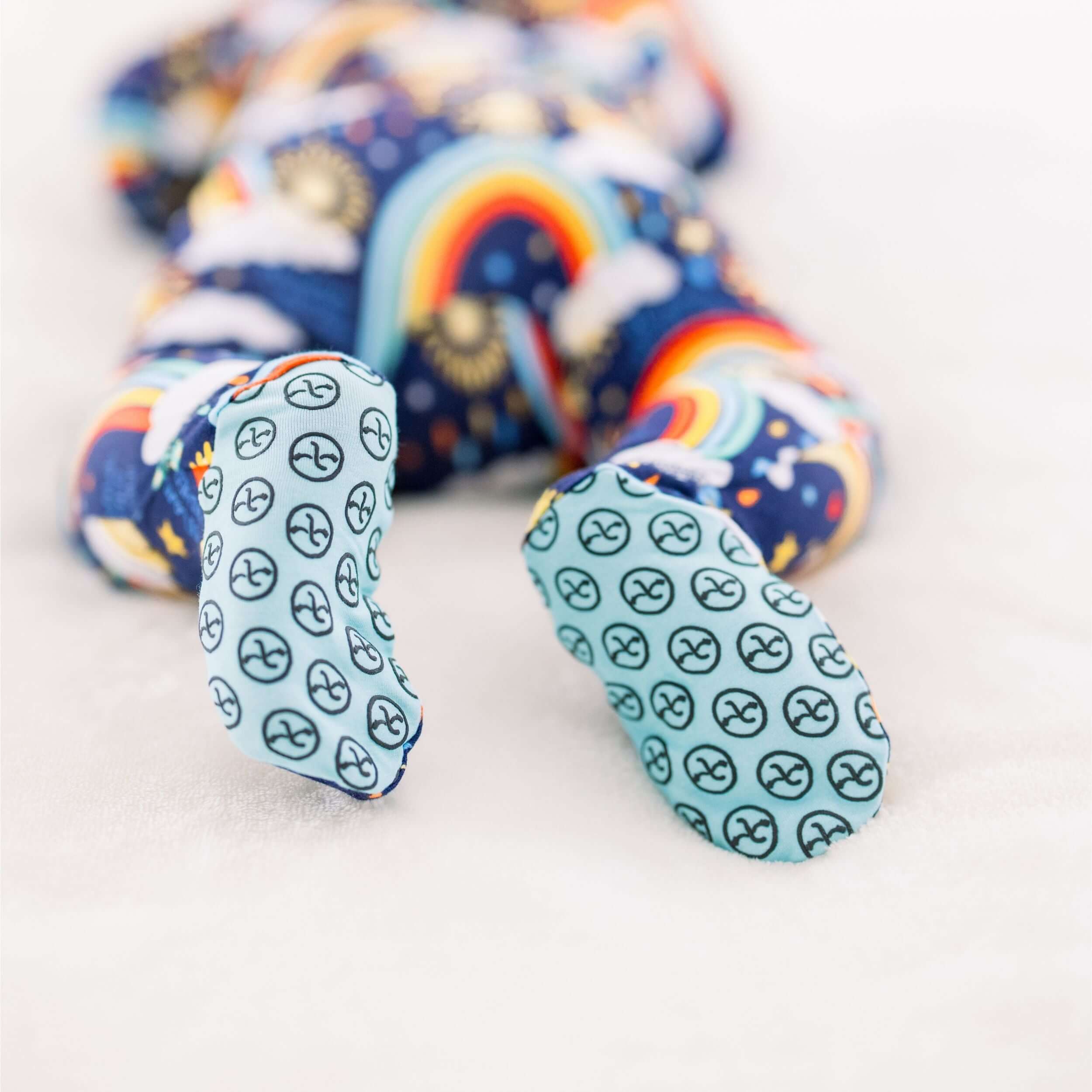 Here Comes the Sunshine (Blue) | Bamboo Footie Onesie Sleeper | Milk & Baby