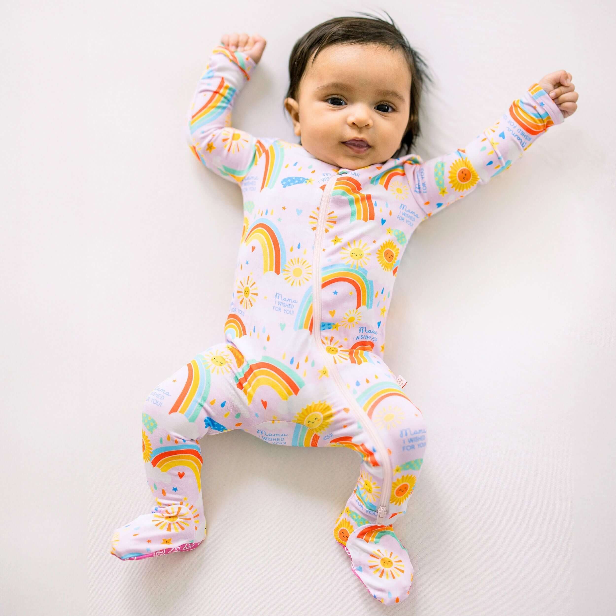 Here Comes the Sunshine (Pink) | Bamboo Footie Onesie Sleeper | Milk & Baby