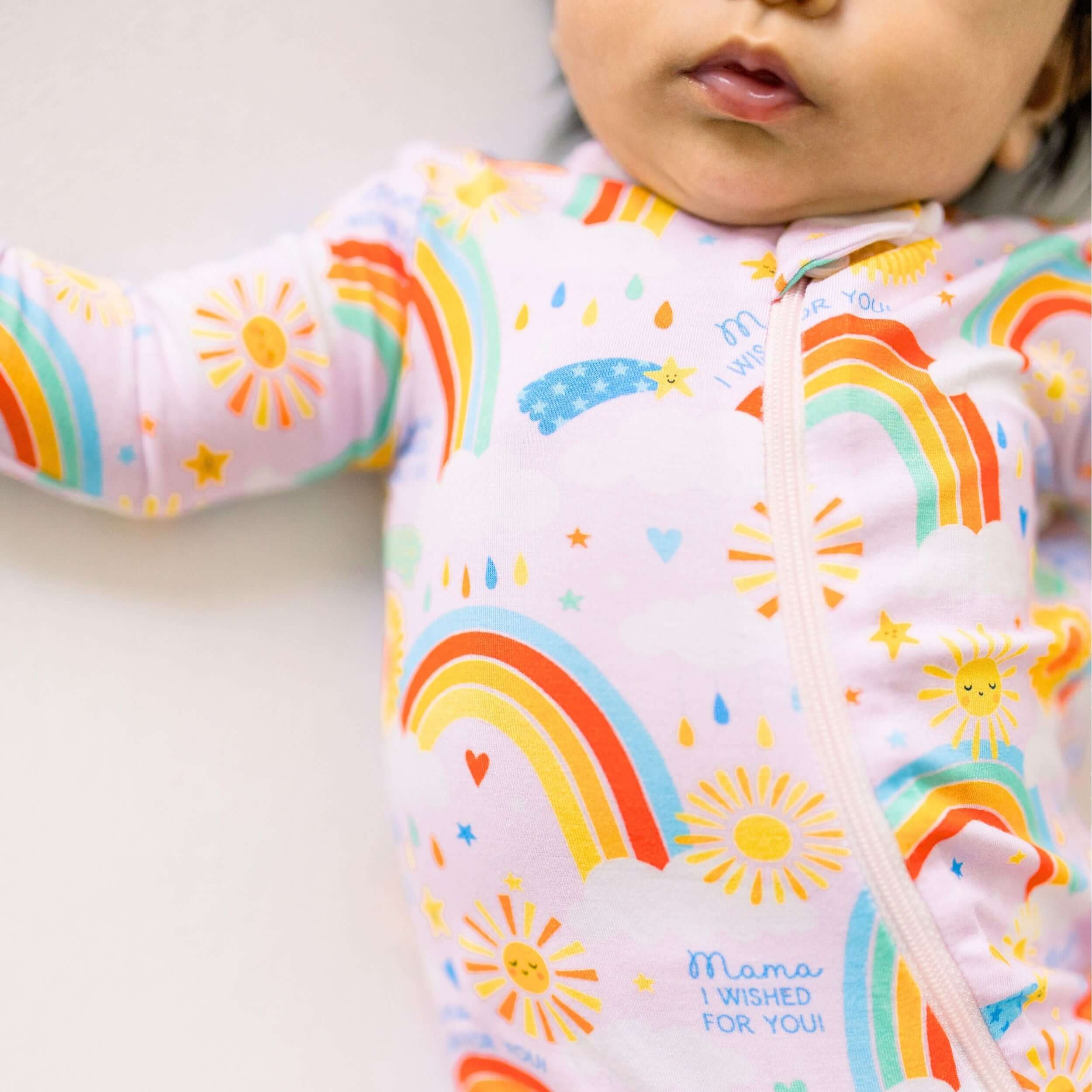 Here Comes the Sunshine (Pink) | Bamboo Footie Onesie Sleeper | Milk & Baby