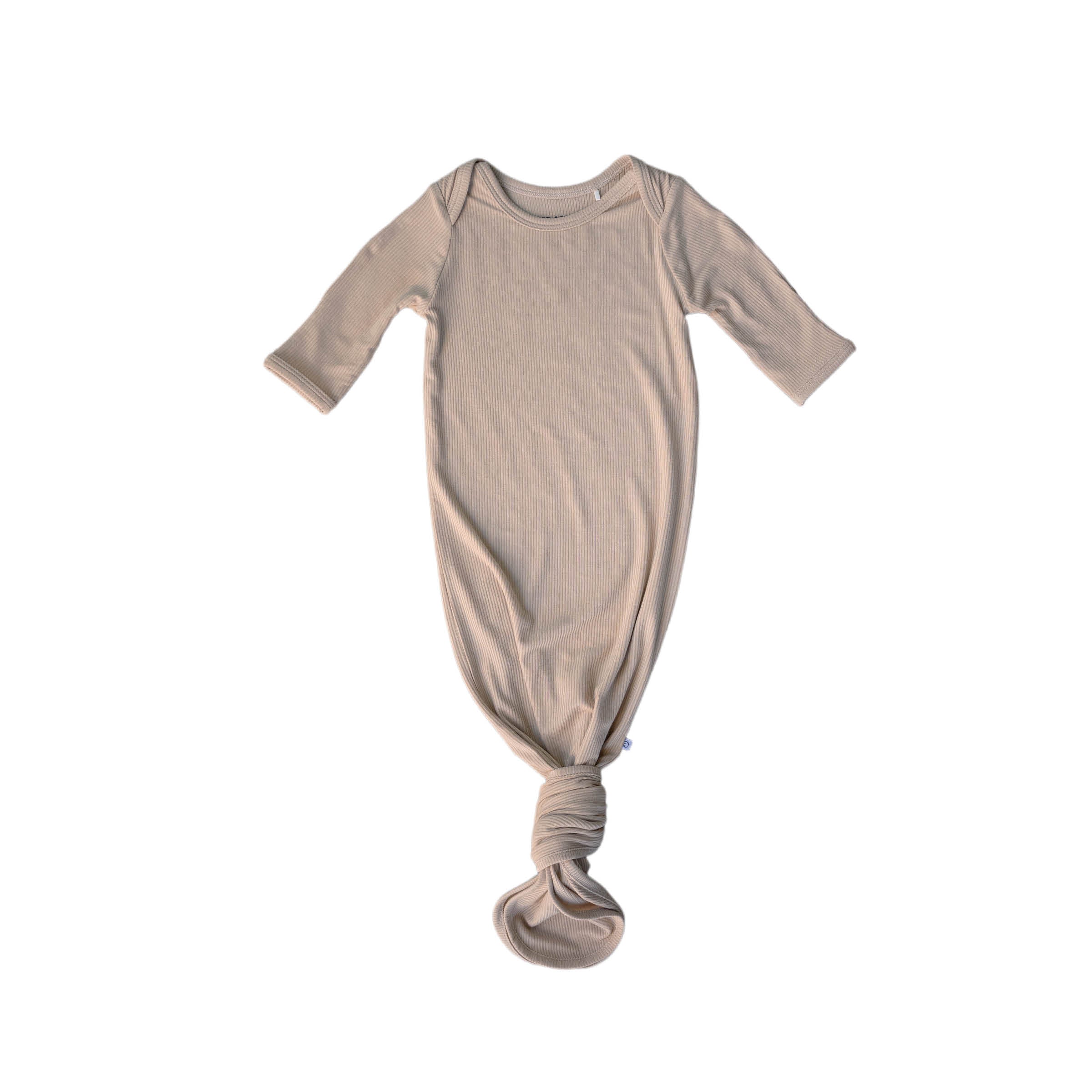 Tan Ribbed | Bamboo Knotted Gown | Milk & Baby