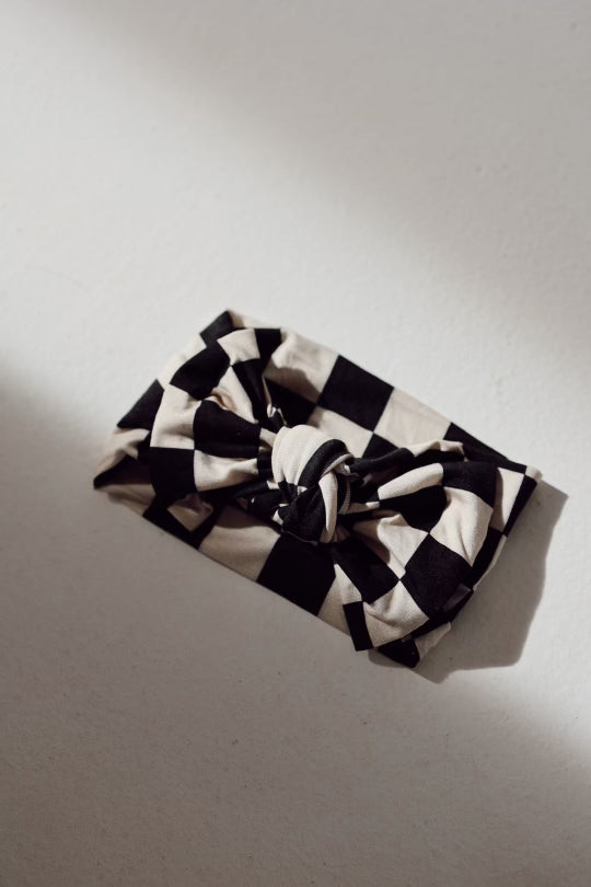 Black Checkerboard | Bamboo Head Wrap | Milk & Baby