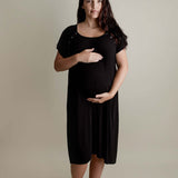 Black Ribbed Labor & Delivery Gown | Milk & Baby