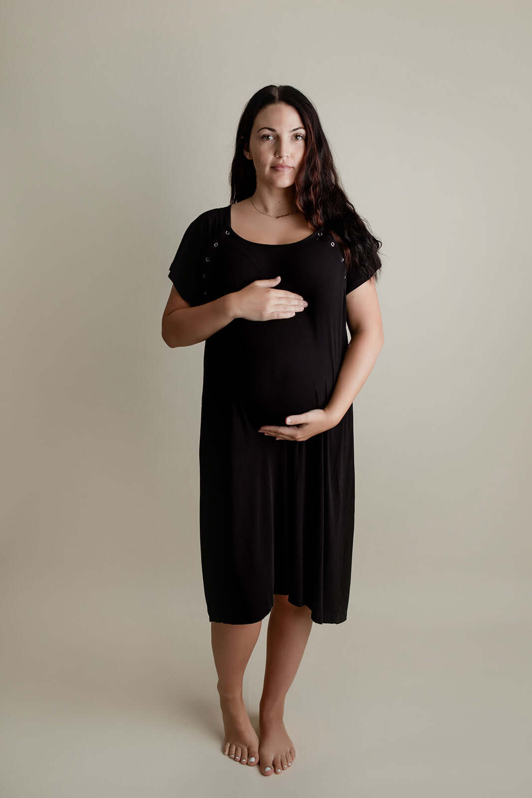 Black Ribbed Labor & Delivery Gown | Milk & Baby