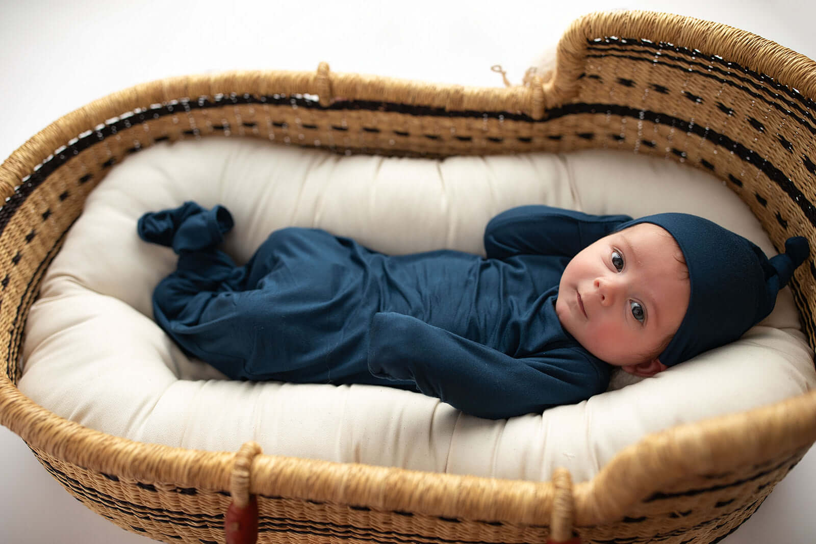 Navy Knotted Newborn Gown | Milk & Baby