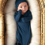 Navy Knotted Newborn Gown | Milk & Baby