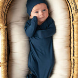 Navy Knotted Newborn Gown | Milk & Baby