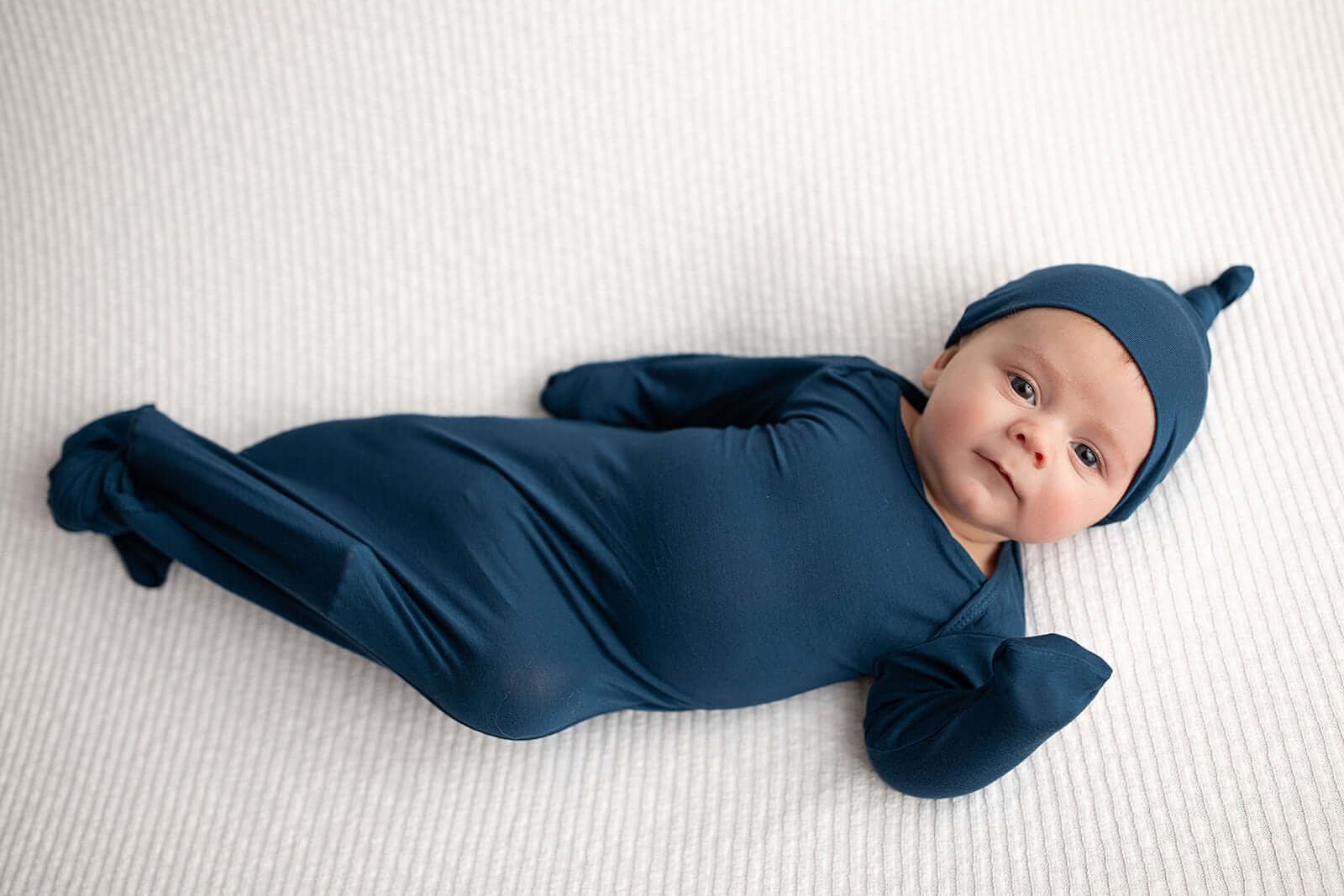 Navy Knotted Newborn Gown | Milk & Baby