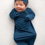 Navy Knotted Newborn Gown | Milk & Baby