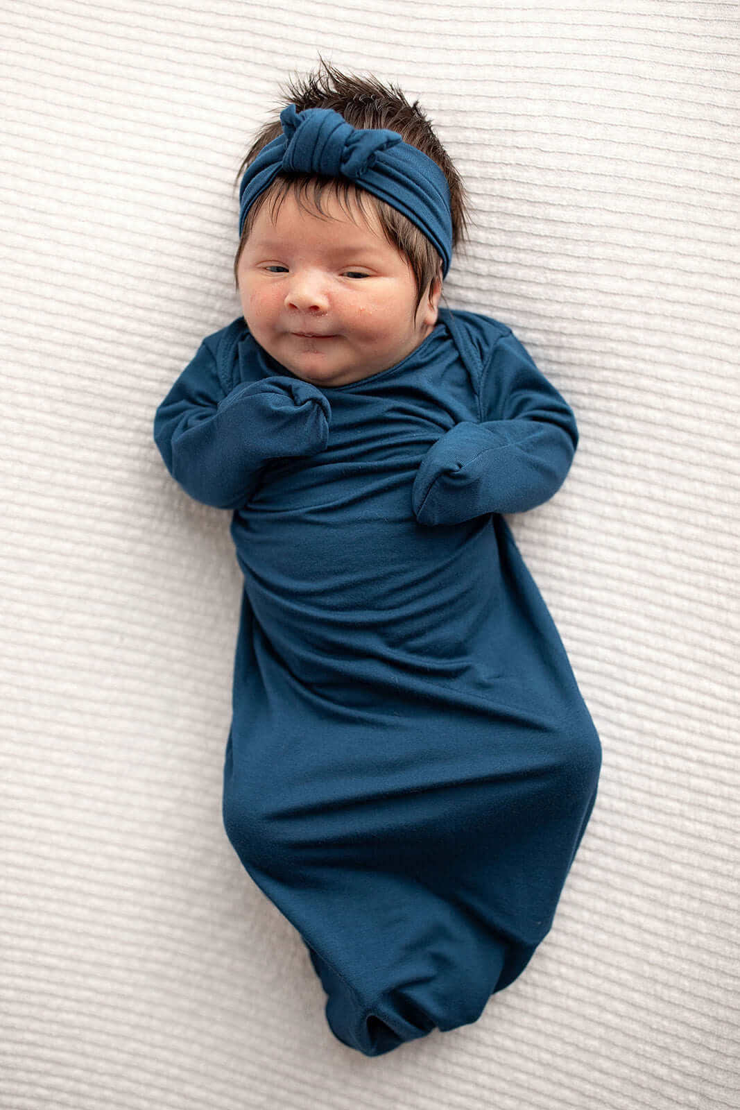 Navy Knotted Newborn Gown | Milk & Baby
