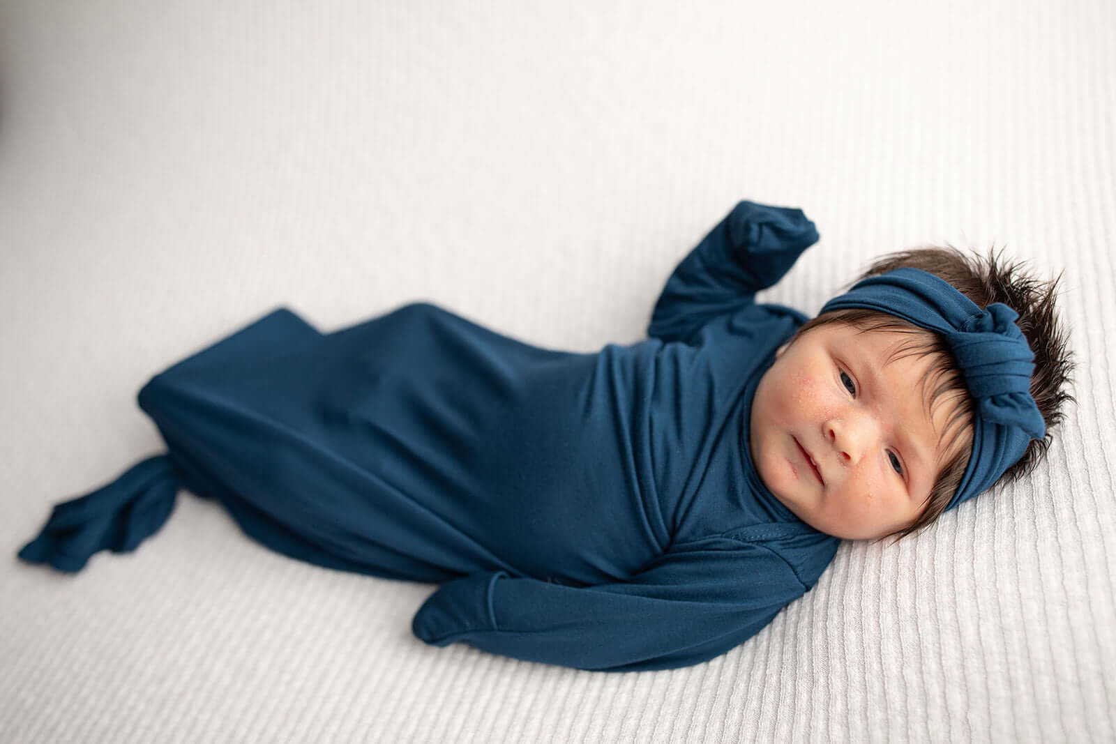Navy Knotted Newborn Gown | Milk & Baby
