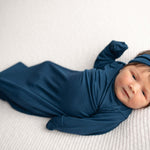 Navy Knotted Newborn Gown | Milk & Baby