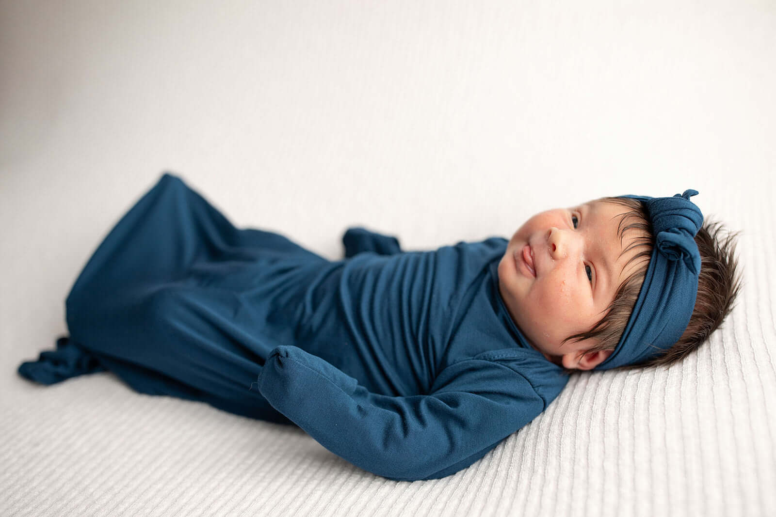 Navy Knotted Newborn Gown | Milk & Baby
