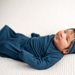 Navy Knotted Newborn Gown | Milk & Baby