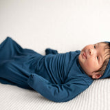 Navy Knotted Newborn Gown | Milk & Baby