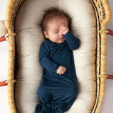 Navy Knotted Newborn Gown | Milk & Baby