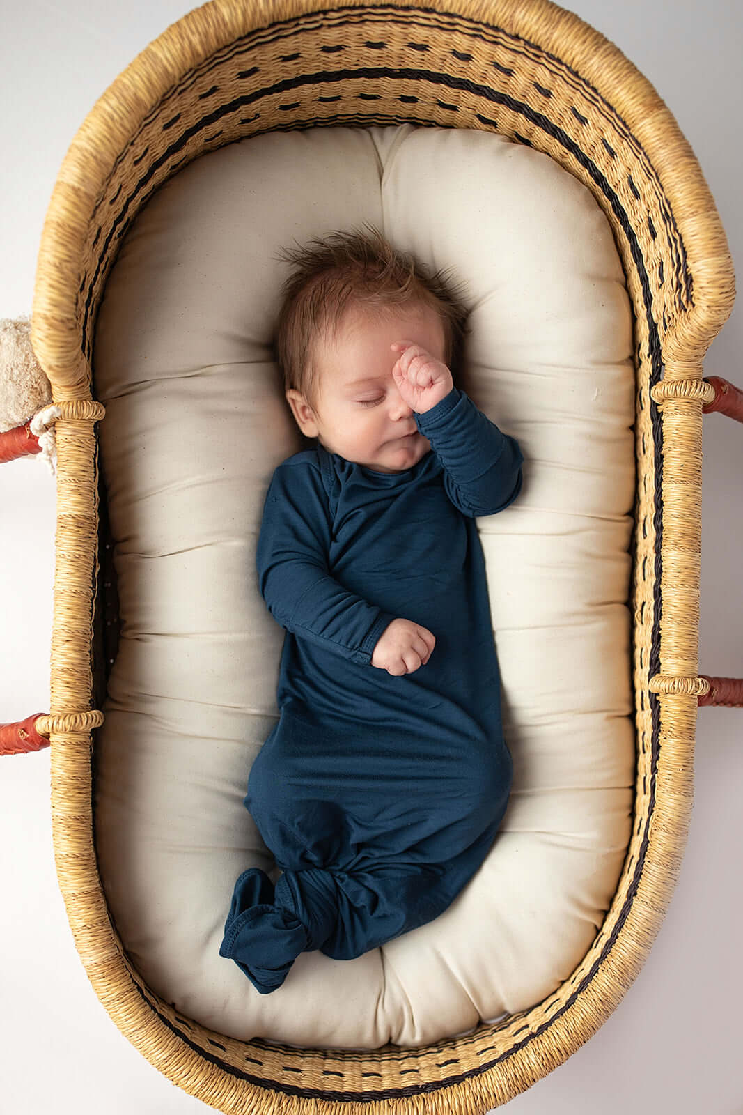 Navy Knotted Newborn Gown | Milk & Baby