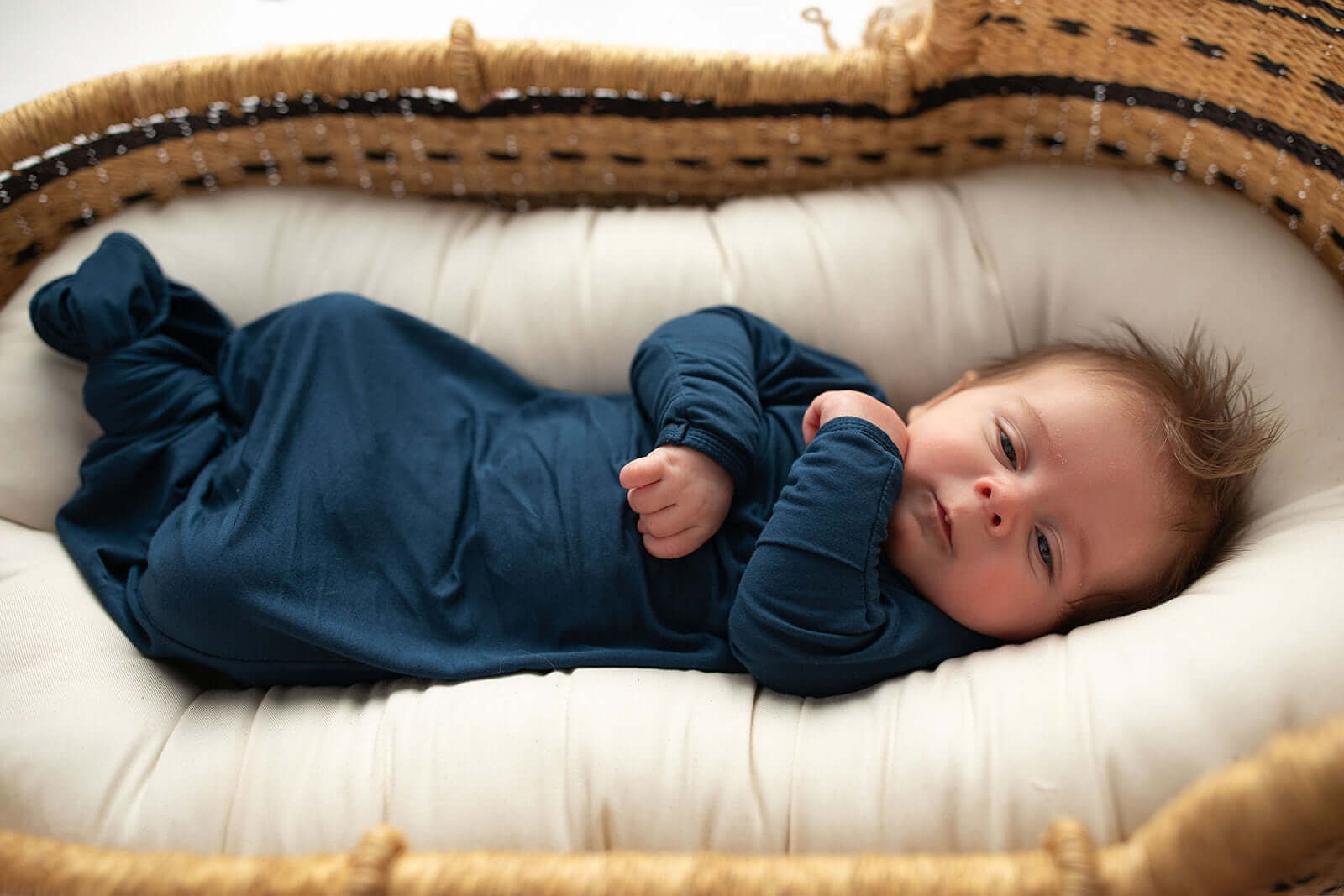 Navy Knotted Newborn Gown | Milk & Baby