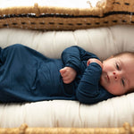 Navy Knotted Newborn Gown | Milk & Baby