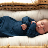 Navy Knotted Newborn Gown | Milk & Baby