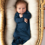 Navy Knotted Newborn Gown | Milk & Baby