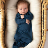 Navy Knotted Newborn Gown | Milk & Baby