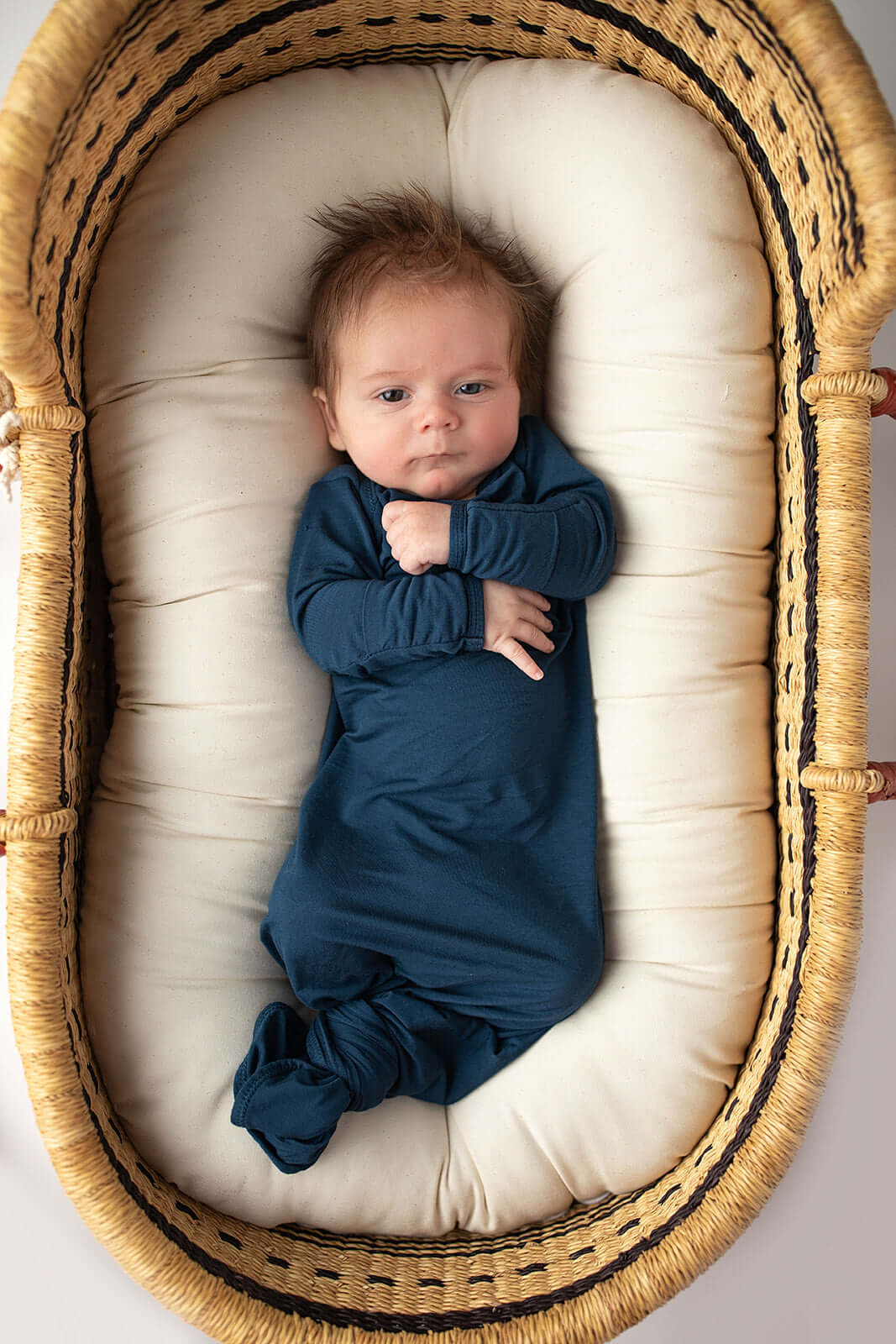Navy Knotted Newborn Gown | Milk & Baby