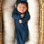 Navy Knotted Newborn Gown | Milk & Baby