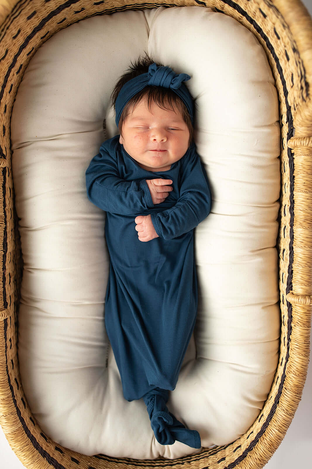 Navy Knotted Newborn Gown | Milk & Baby