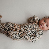 Leopard Knotted Newborn Baby Gown
