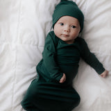 Forest Green Knotted Newborn Baby Gown