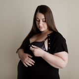 Black Ribbed Labor & Delivery Gown | Epidural & Nursing