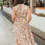 Tie Back Bow Nursing Dress in Sunset Floral - back view