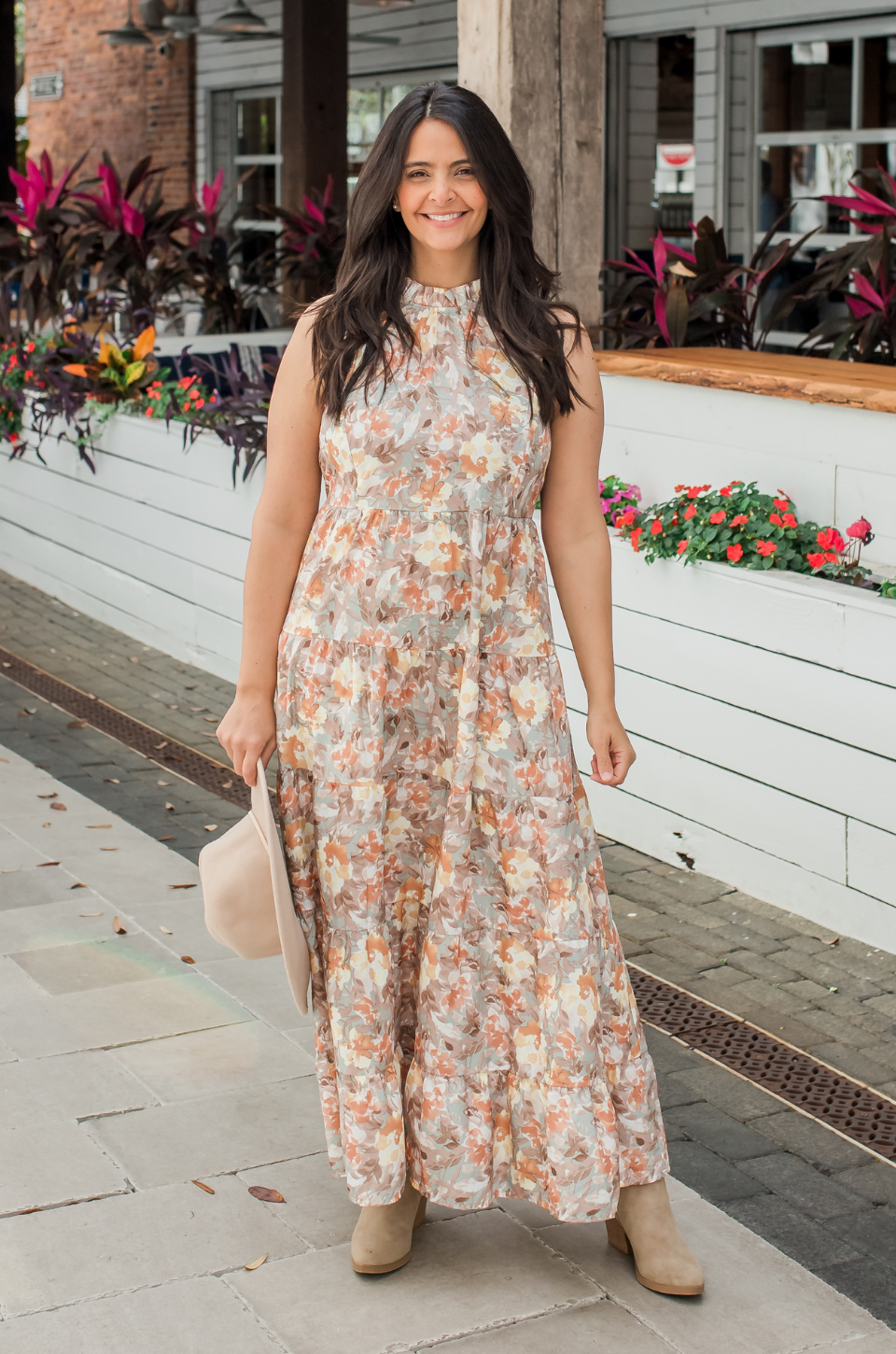 Tie Back Bow Nursing Dress in Sunset Floral - relaxed shape