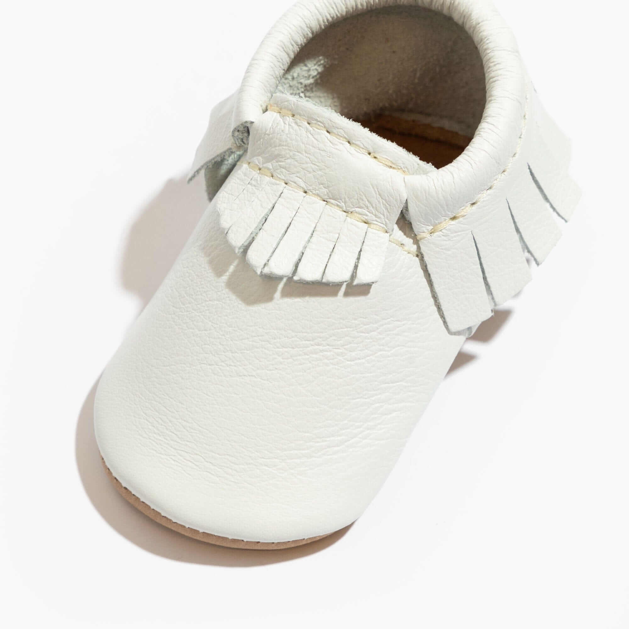 Toasted Bright White Moccasin Baby Shoe | Milk & Baby