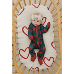 Navy + Red Hearts Ribbed Bamboo Zipper | Milk & Baby