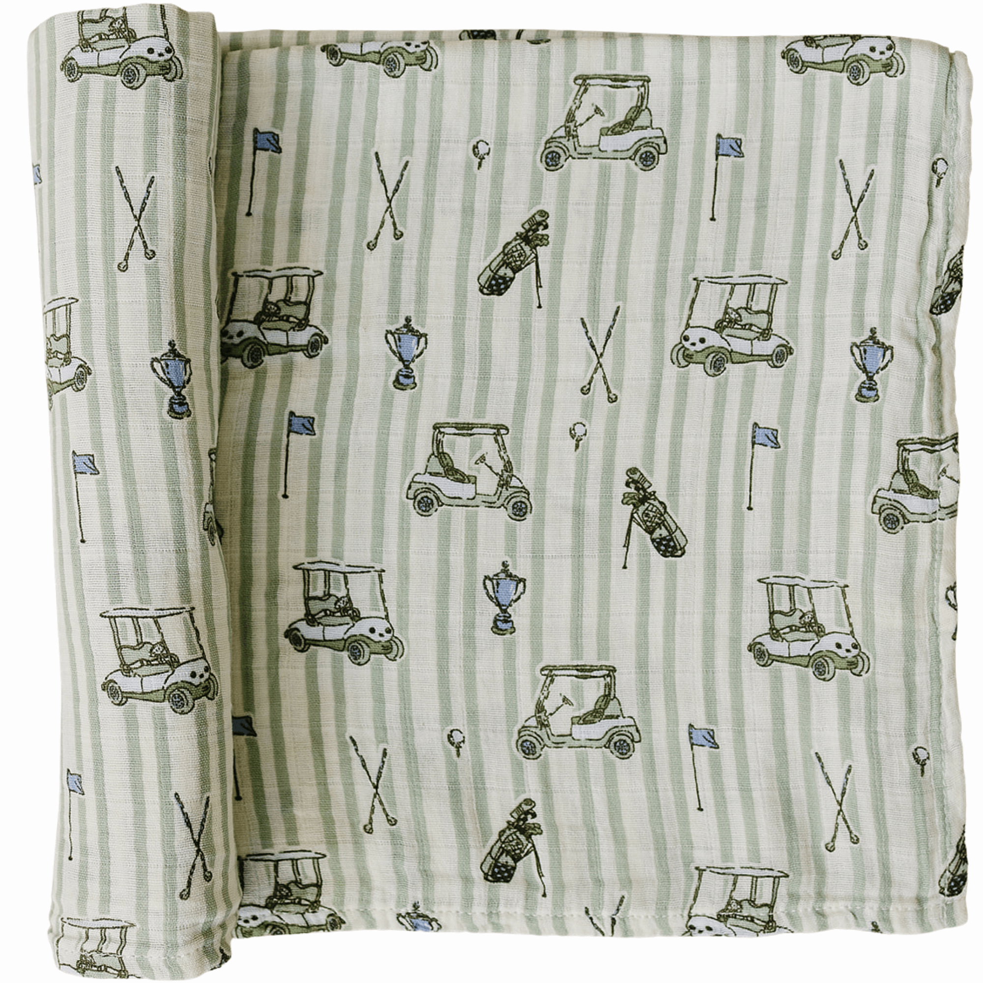 Tee Time Muslin Swaddle Blanket | Wrap your little one in the softness of our Tee Time Muslin Swaddle Blanket. Made from 100% Cotton, these blankets are as soft as butter and get even softer with each wash. Designed with both parents and babies in mind, t