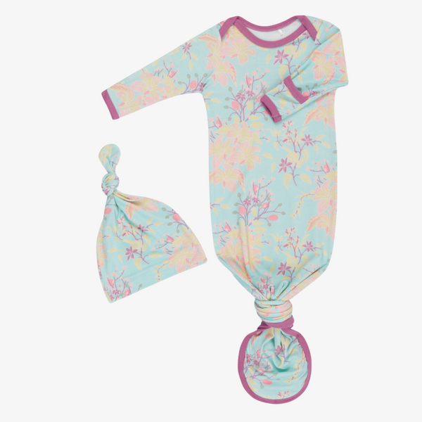 Summer Florals Aqua Gown & Hat Milk & Baby