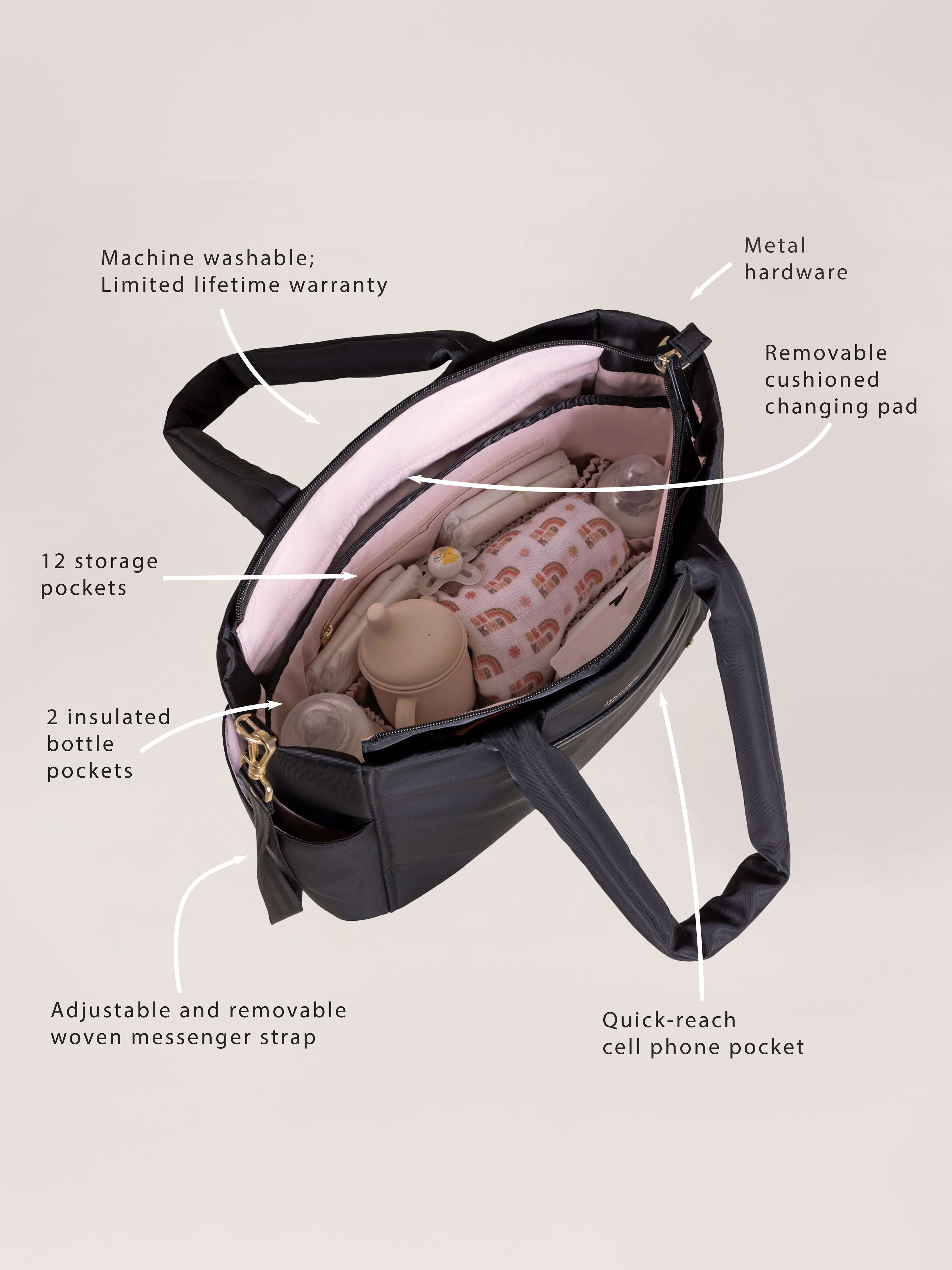 Utility-Strap Tote Diaper Bag - Black | Milk & Baby