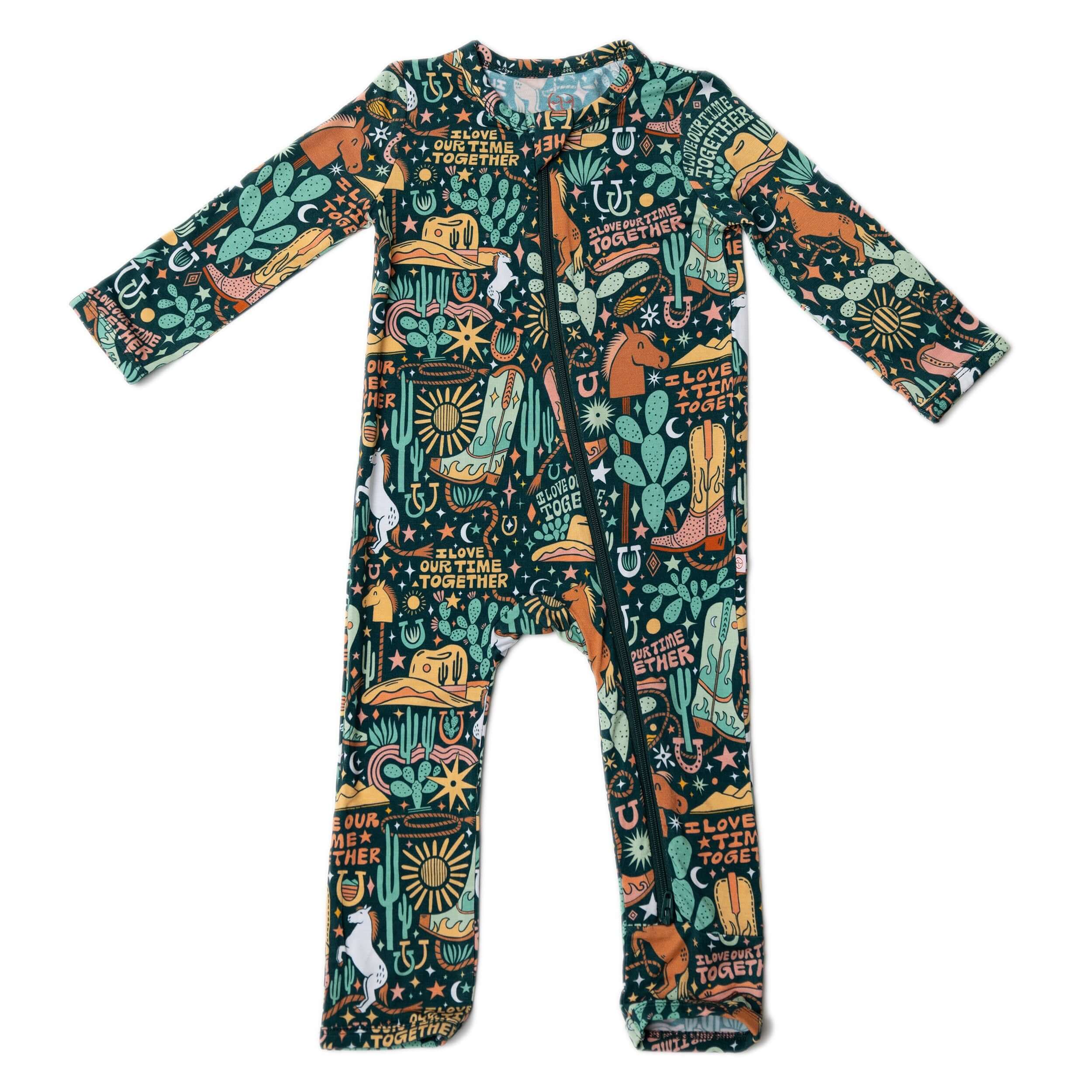 Wild West | Bamboo Footless Onesie Romper | "I Love Our Time Together" | Milk & Baby